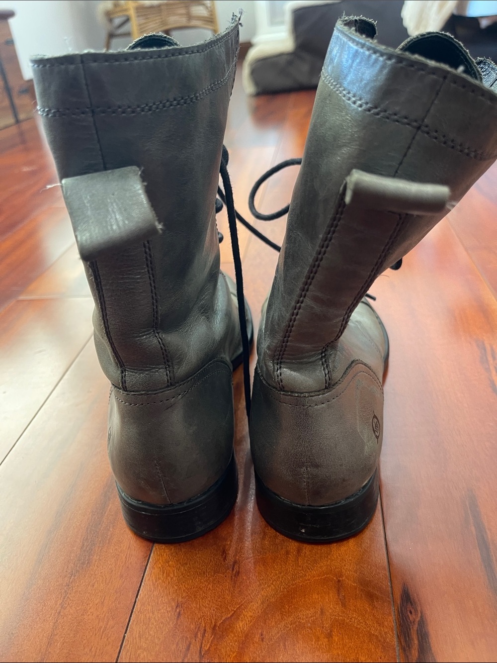 Born Silver Gray Lace-Up Leather Combat Boots - Women size 9/40 - Picture 6 of 9